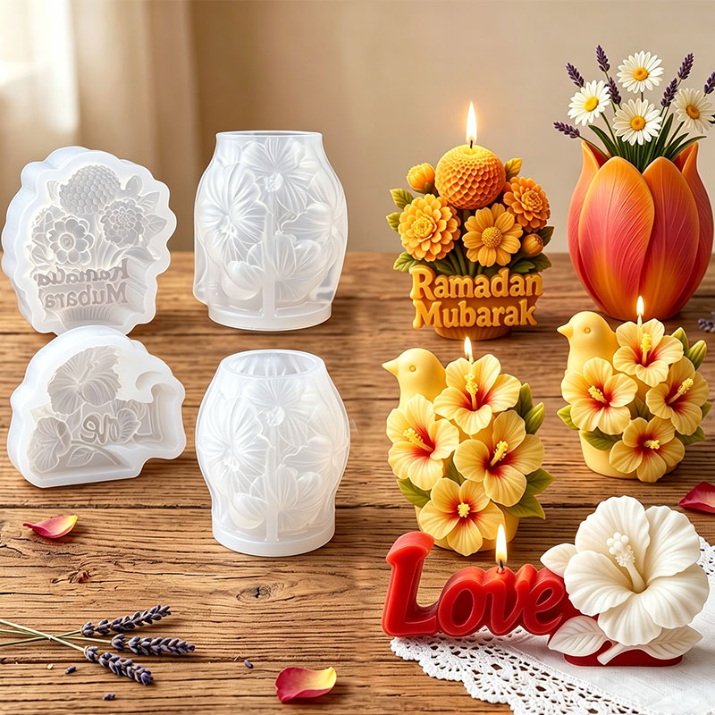 Florist Supply Vases - 3D Flower Candle Silicone Mold for
